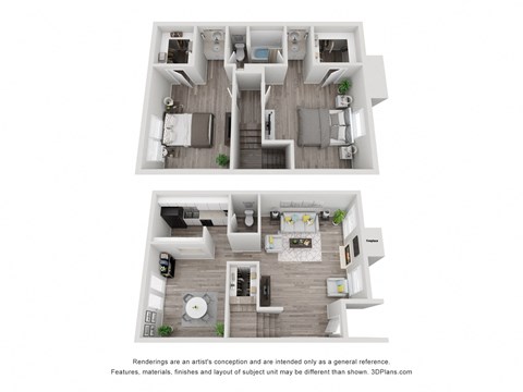 Floor plan for 2 beds, 1.5 baths, 1201 sqft